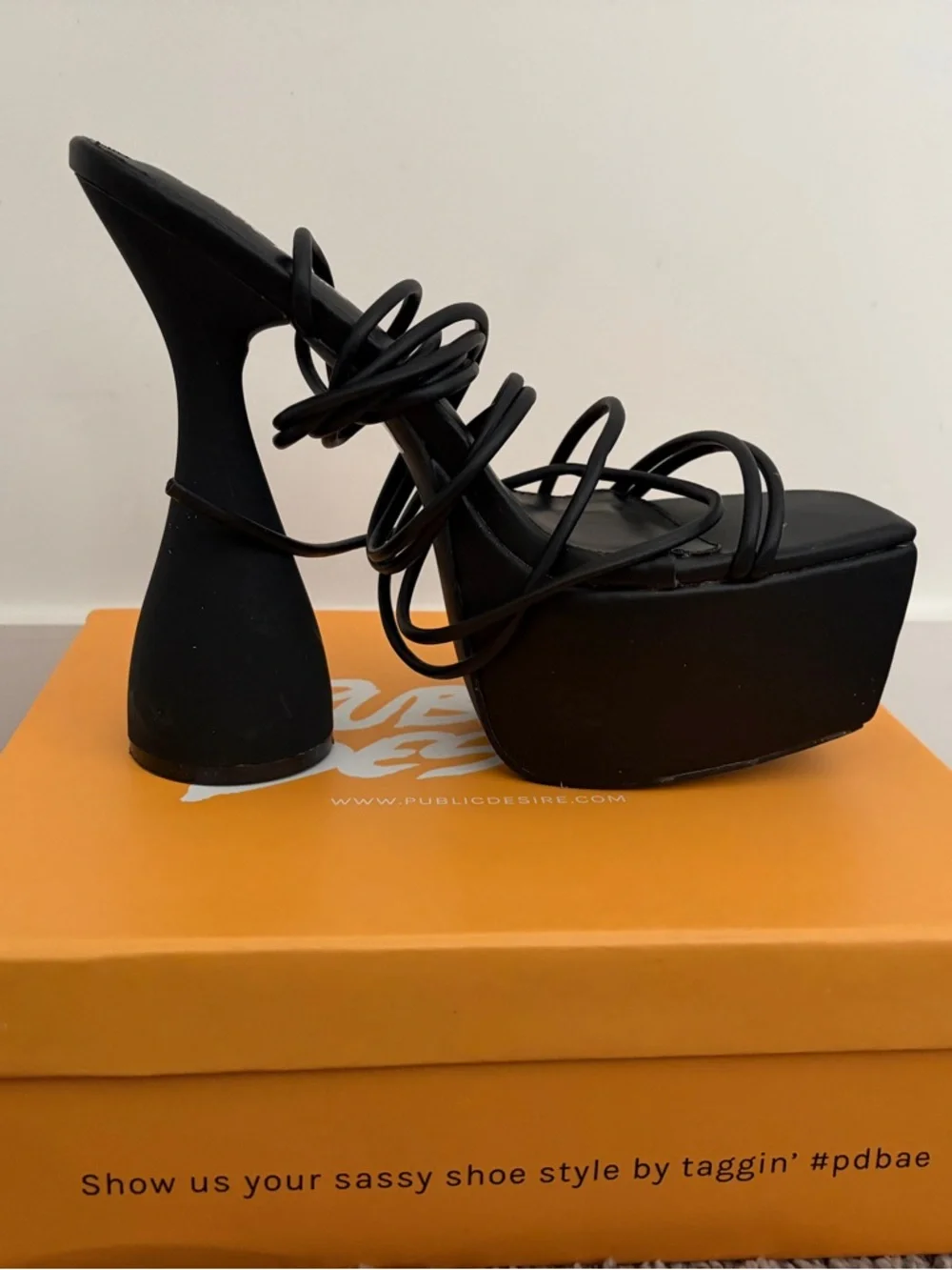 Public Desire Black Multi-Strap Platform Mules